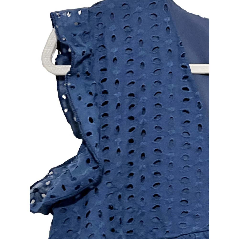 Women’s  Mini Blue Dress with Built in Shorts Underneath Eyelet lace Size Large - Picture 3 of 7